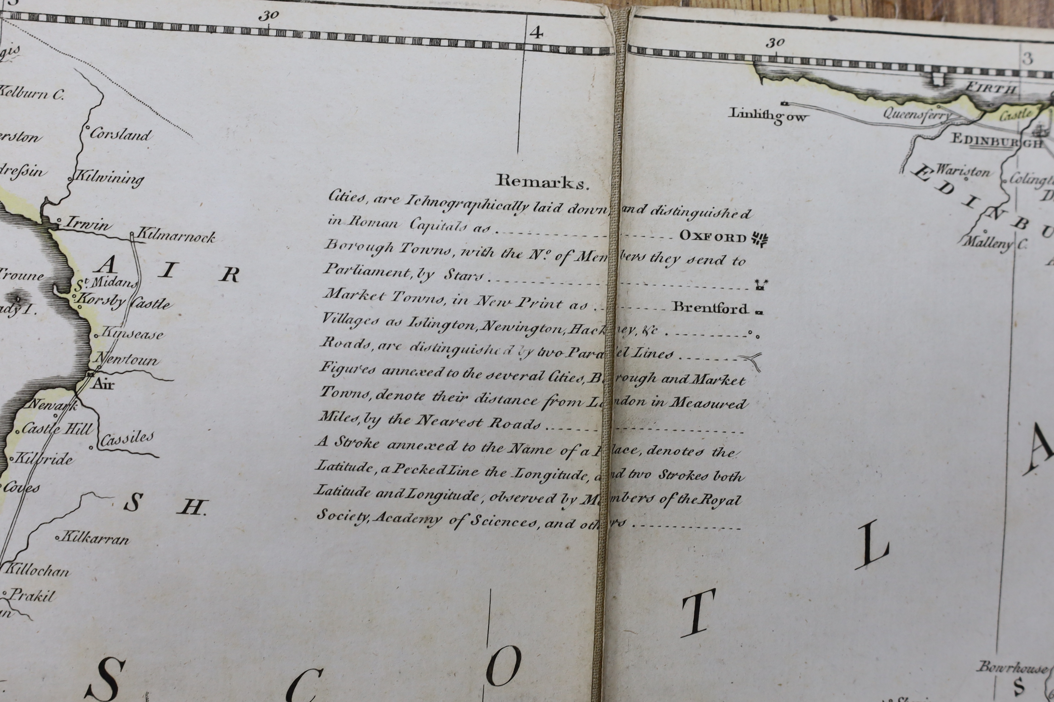 Kitchen, Thomas - South Britain or England and Wales, Drawn from several Surveys & C on the New Projection corrected from Astrometrical Observations…a hand-coloured engraved folding map, linen backed, Robert Sawyer and J